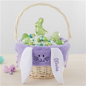 Personalized Purple Bunny Easter Basket Liner  Natural Basket - 35445-P