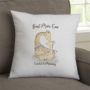 Parent  Child Giraffe Personalized 14x14 Velvet Throw Pillow - 35462-SV