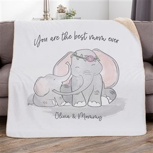 Parent  Child Elephant Personalized 60x80 Sherpa Blanket - 35473-SL