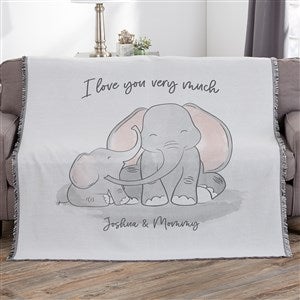 Parent  Child Elephant Personalized 56x60 Woven Throw Blanket - 35473-A