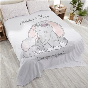Parent  Child Elephant Personalized 90x108 King Fleece Blanket - 35473-K