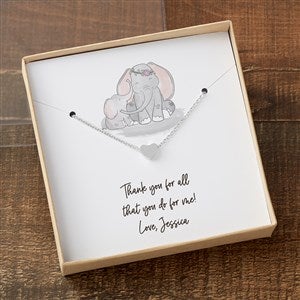 Parent  Child Elephant Silver Heart Necklace With Personalized Message Card - 35506-SH