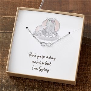 Parent  Child Elephant Silver Infinity Necklace With Personalized Message Card - 35506-SI