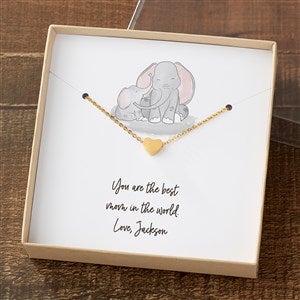 Parent  Child Elephant Gold Heart Necklace With Personalized Message Card - 35506-GH