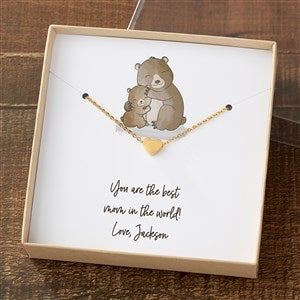 Parent  Child Bear Gold Heart Necklace With Personalized Message Card - 35507-GH