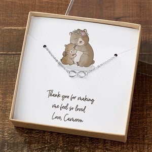 Parent  Child Bear Silver Infinity Necklace With Personalized Message Card - 35507-SI