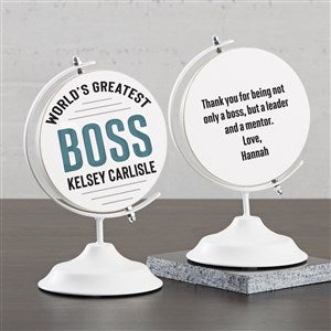 Worlds Greatest Boss Personalized Wooden Decorative Globe - 35544