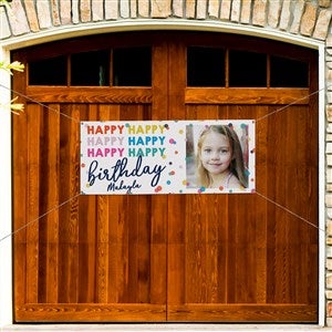 Happy Happy Birthday Personalized Photo Banner 20x48 - 35600-SP