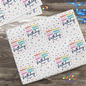 Happy Happy Birthday Personalized Wrapping Paper Sheets - Set of 3 - 35608-S