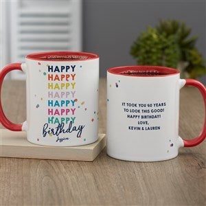 Happy Happy Birthday Personalized Coffee Mug 11oz Red - 35617-R