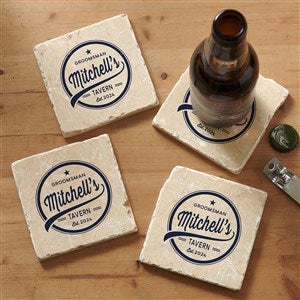 Groomsman Brewing Co. Personalized Tumbled Stone Coaster Set - 35636
