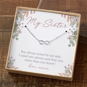 My Sister Silver Infinity Necklace With Personalized Message Card - 35744-SI