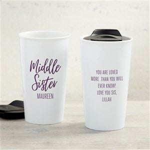 Sisters Forever Personalized 12 oz. Double-Wall Ceramic Travel Mug - 35764