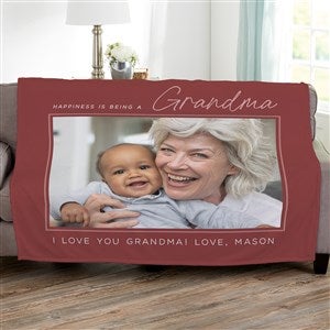 Happiness is Being a Grandparent Personalized 60x80 Plush Fleece Photo Blanket - 35799-FL