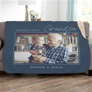 Happiness is Being a Grandparent Personalized 60x80 Sherpa Photo Blanket - 35799-SL