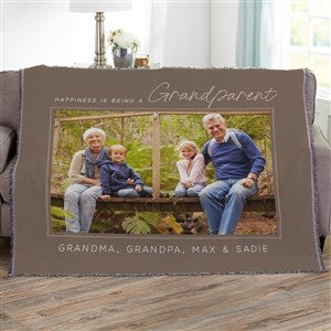 Happiness is Being a Grandparent Personalized 50x60 Photo Woven Throw - 35799-A