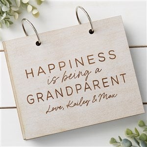 Happiness is Being a Grandparent Personalized Wood Photo Album - Whitewash - 35801-W