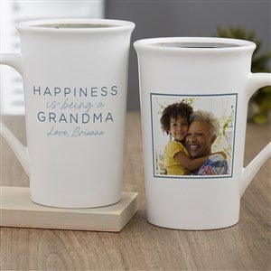 Happiness is Being a Grandparent Personalized Photo Latte Mug 16 oz.- White - 35802-U