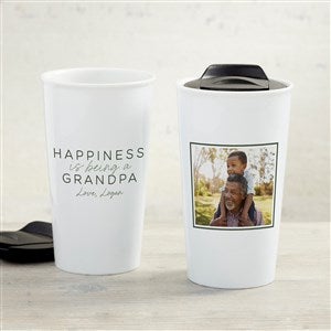 Happiness is Being a Grandparent Personalized 12 oz. Double-Walled Travel Mug - 35806