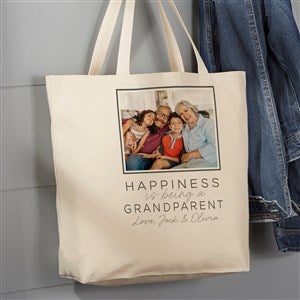 Happiness is Being a Grandparent 20x15 Canvas Photo Tote Bag - 35812-L
