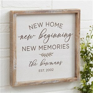 New Home, New Memories Whitewashed Barnwood Frame Wall Art- 12x 12 - 35833W-12x12