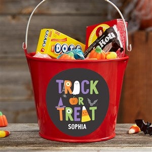 Trick or Treat Icons Personalized Halloween Treat Bucket-Red - 35882-R