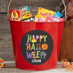 Trick or Treat Icons Personalized Large Treat Bucket- Red - 35882-RL
