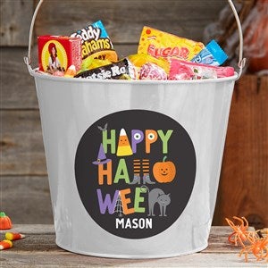 Trick or Treat Icons Personalized Large Treat Bucket- White - 35882-WL