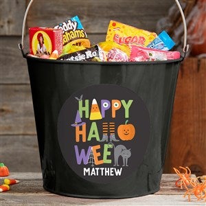 Trick or Treat Icons Personalized Large Treat Bucket- Black - 35882-BL