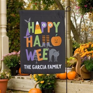 Trick or Treat Icons Personalized Halloween Garden Flag - 35889