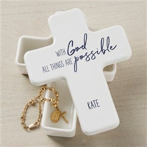 All Things Possible Spiritual Quote Personalized Cross Box - 35914-A