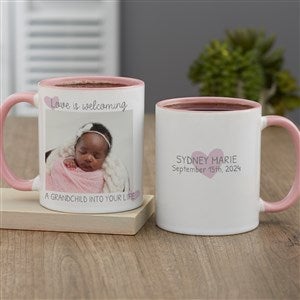 Love Is Welcoming A Grandchild Personalized Coffee Mug 11 oz.- Pink - 35921-P