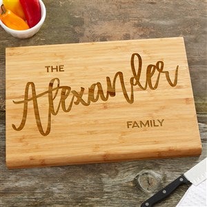 Personalized Bamboo Cutting Board - Bold Family Name - 14x18 - 35936-L
