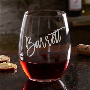 Bold Family Name Personalized Stemless Wine Glass - 35939-SN