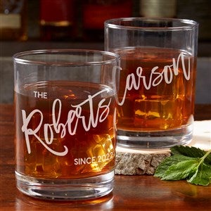 Bold Family Name Engraved Old Fashioned Whiskey Glass - 35942