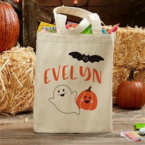 Halloween Print Personalized Halloween Canvas Tote Bag- 14quot; x 10quot; - 35982-S