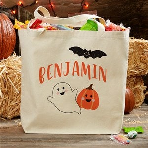 Halloween Print Personalized Halloween Canvas Tote Bag- 20quot; x 15quot; - 35982-L