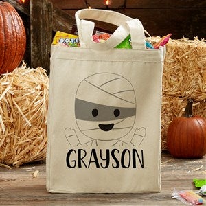 Trick Or Trick Mummy Personalized Halloween Canvas Tote Bag- 14quot; x 10quot; - 35984-S