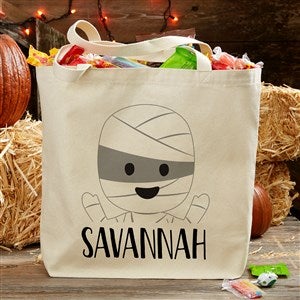 Trick Or Trick Mummy Personalized Halloween Canvas Tote Bag- 20quot; x 15quot; - 35984-L