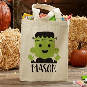 Trick Or Trick Frankie Personalized Halloween Canvas Tote Bag- 14" x 10" - 35988-S