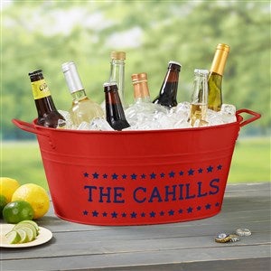 Patriotic Plaid Personalized Party Tub-Red - 36096-R