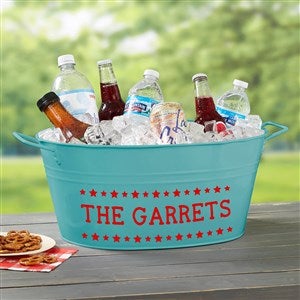 Patriotic Plaid Personalized Party Tub-Teal - 36096-T