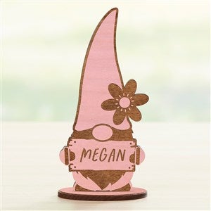 Personalized Pink Stain Wood Spring Gnome - 36164-P