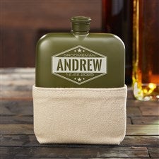 Five-Star Groomsmen Foster  Rye ® Personalized Matte Army Green Flask - 36293