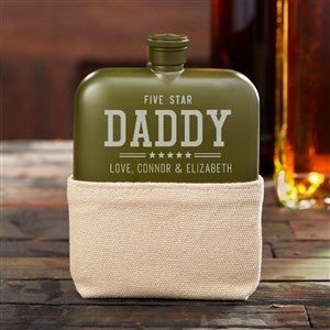 Five Star Dad  Foster  Rye® Personalized Matte Army Green Flask - 36294