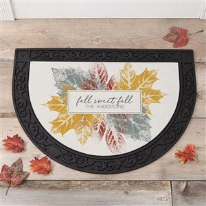Stamped Leaves Personalized Half Round Doormat - 36358