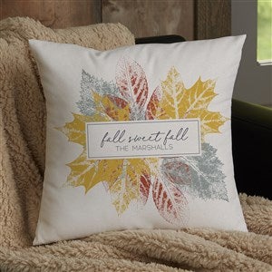 Stamped Leaves Personalized 14" Throw Pillow - 36359-S