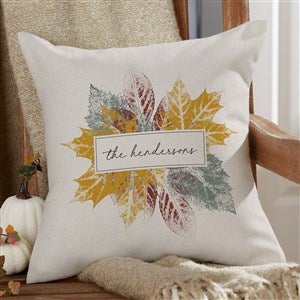 Stamped Leaves Personalized Outdoor Throw Pillow - 16”x 16” - 36360-S