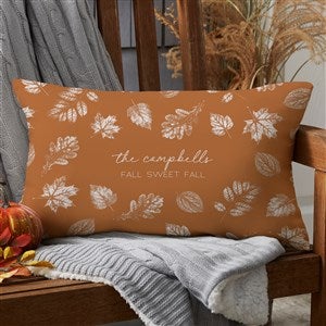 Stamped Leaves Personalized Lumbar Outdoor Throw Pillow - 12” x 22” - 36360-LB
