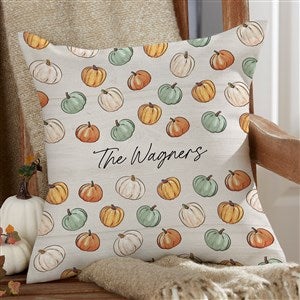 Fall Family Pumpkins Personalized Outdoor Throw Pillow- 16”x 16” - 36374